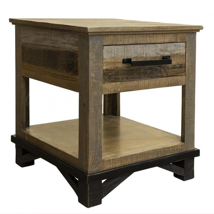 International Furniture Direct Loft Rustic End Table with 1 Drawer